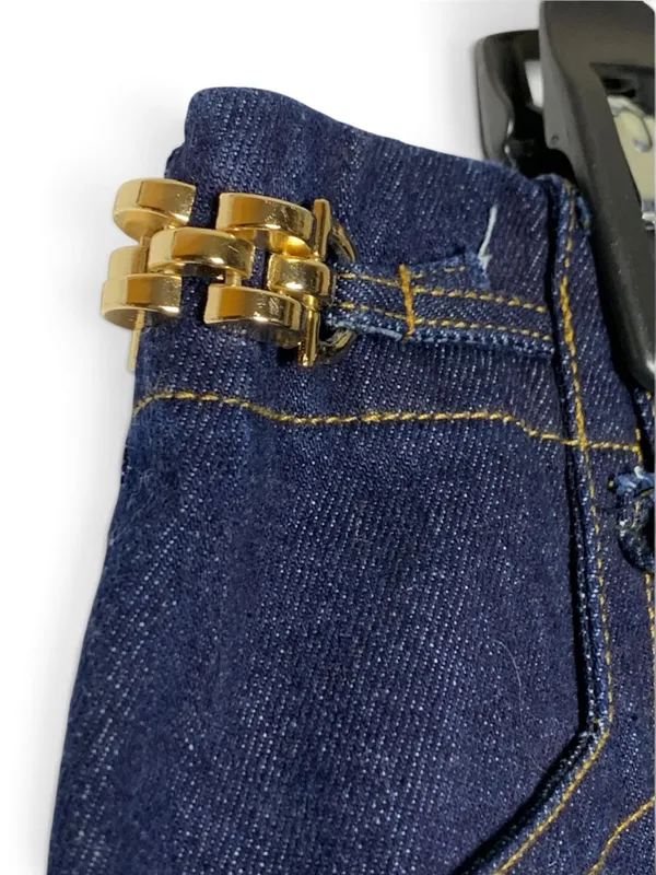 Free Market Wide Leg Jeans Womens M Dark Wash High Rise Gold Chain Denim - Image 8