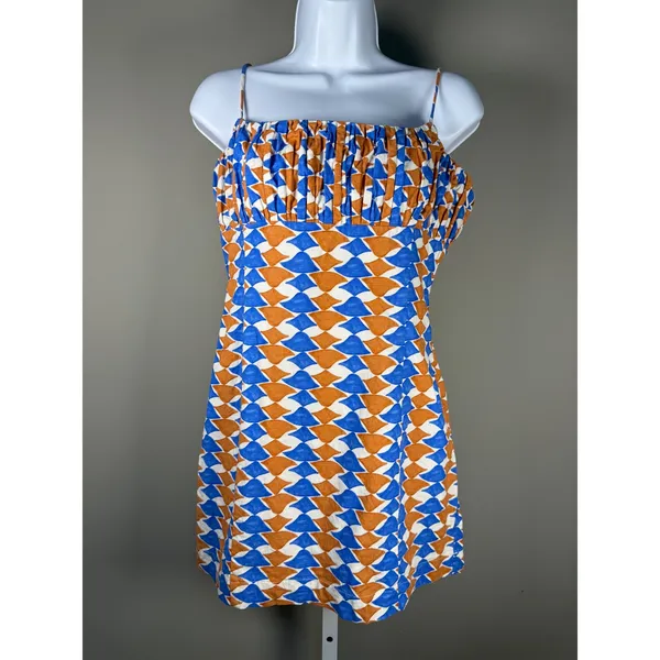 Maeve Ophelia Mini Dress Geometric Print Smocked Anthropologie Size 6‎ - Image 3