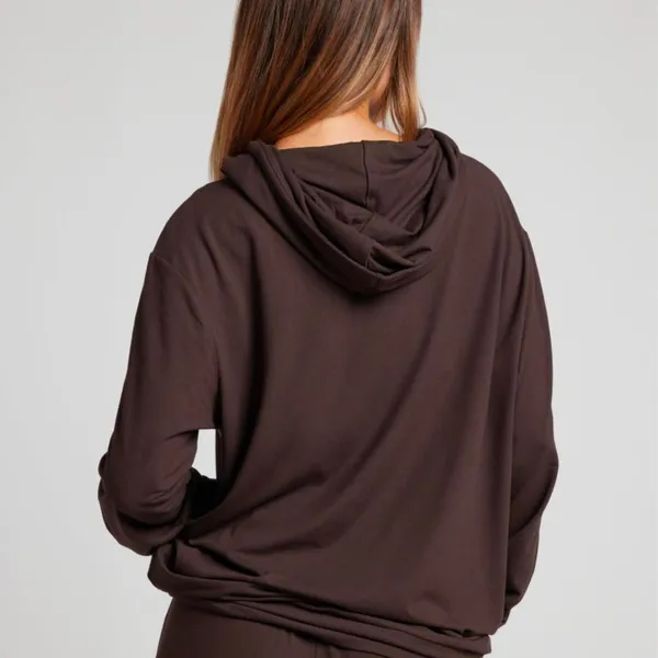 NWT COMFRT. All Day Jersey Hoodie Espresso brown SIZE MED - Image 2