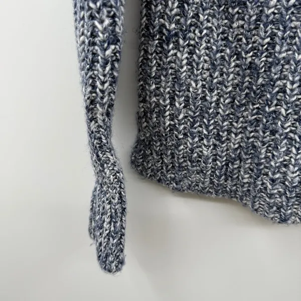 J.Crew Point Sur Turtleneck Sweater Women’s Size Small‎ Blue White Marled Chunky - Image 5