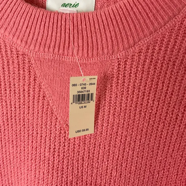 Aerie Oversized Crew Neck Sweater‎ Size Medium Salmon New - Image 4