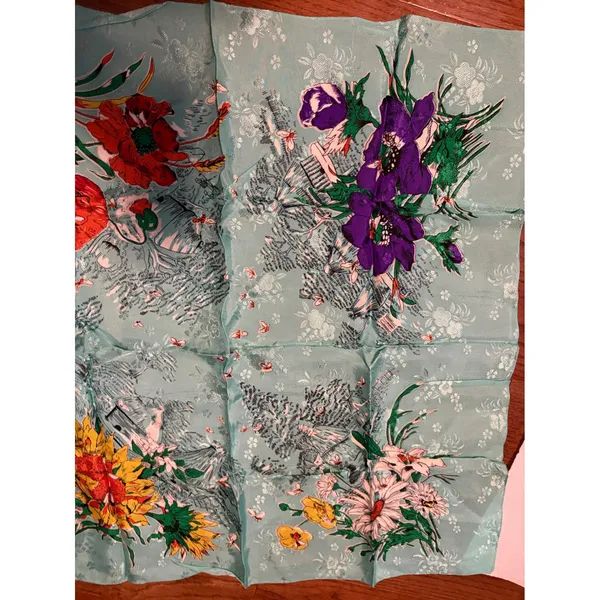 Vintage Floral Print Scarf Lightweight Accessories Fashion‎ Women Made in Japan - Image 3