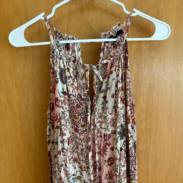 DREW XS Floral Maxi Dress‎ Sleeveless Halter Tie Back Bohemian Festival - Image 4