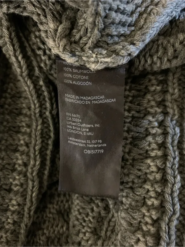 Anthropologie Pilcro Micro Fisherman Sweater 1X‎ Green Chunky Cable Knit - Image 5