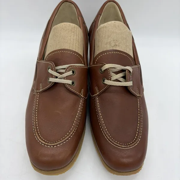 NWOB Vtg Musebeck Womens 7 C/A Shoes Boat Wedge "All Seasons" Brown Leather USA - Image 3
