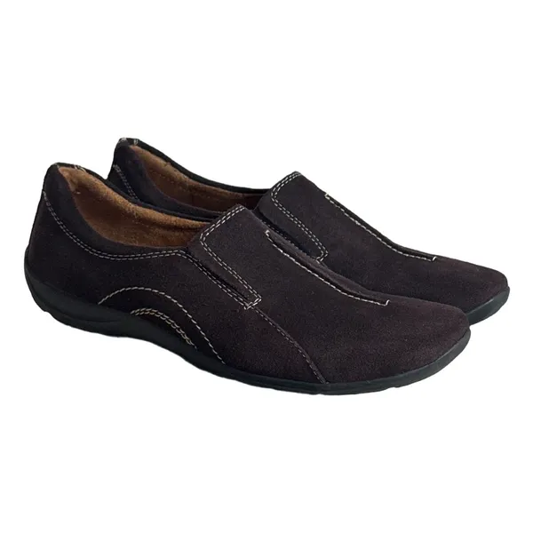 Naturalizer Womens Dark Brown Suede Slip On Loafers Contrast Stitching Size 8.5 - Image 2