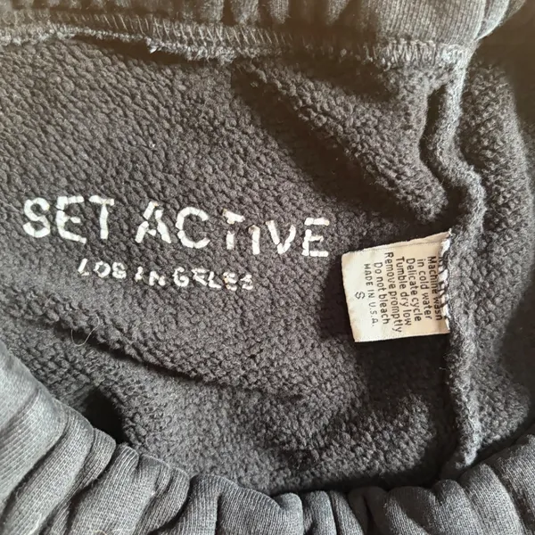 Set Active Los Angeles Black Fleece Jogger Sweatpants Women Small Made‎ in USA - Image 3