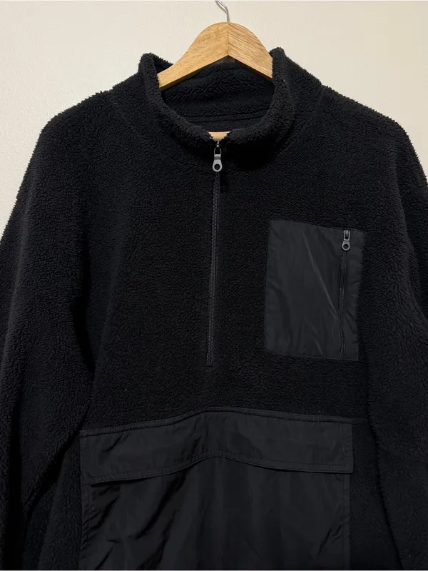 OFFLINE by Aerie Black Fleece Quarter Zip Pullover Size Large Sweater Jacket - Image 4