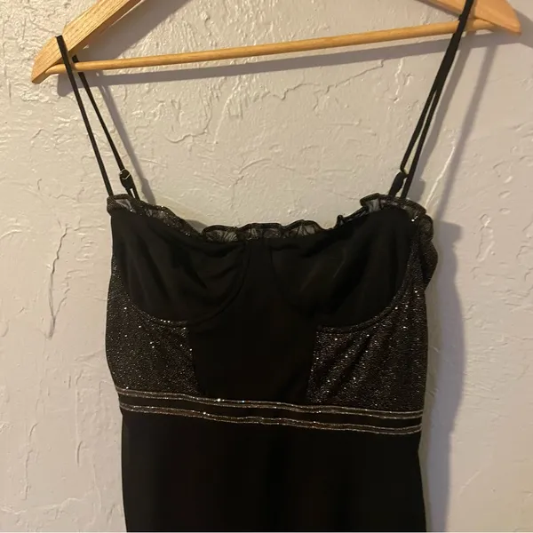 Hours Whimsigoth Black Women's‎ Sparkly Mini Dress with Lacey trim size Small - Image 2