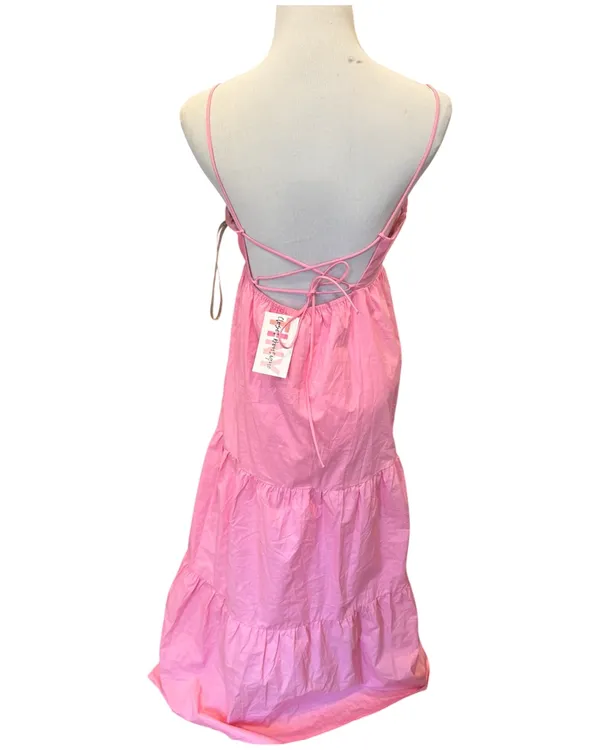 NWT Cloud Ten Pink Maxi Dress Tiered Strappy Back Summer S - Image 4