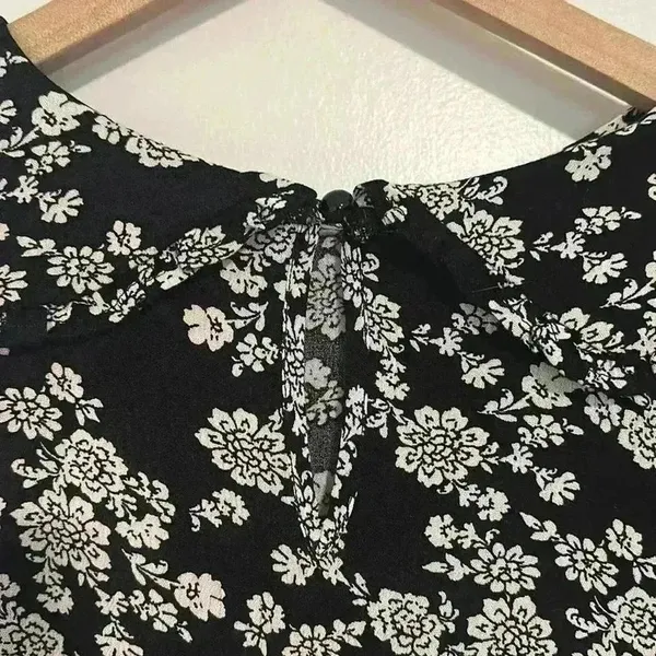 MI AMI‎ | FRANCESCA'S | NWT Black and White Floral Ruffle Collared Mini Dress, S - Image 4