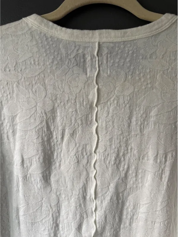 NIC+ZOE White Long Sleeve Textured Floral Top Large - Image 6