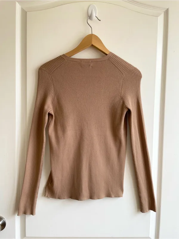 Aritzia Wilfred Open Front Clasp Cardigan Sweater Sz XS Ribbed Y2K 90s - Image 2