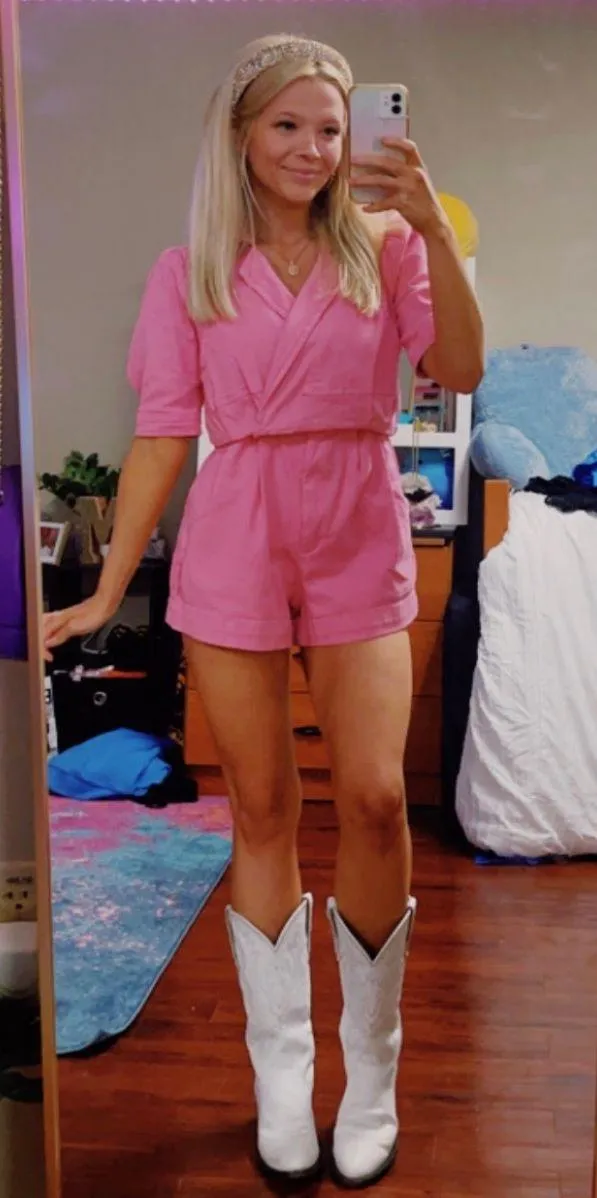 Denim Color Romper Pink - Image 3