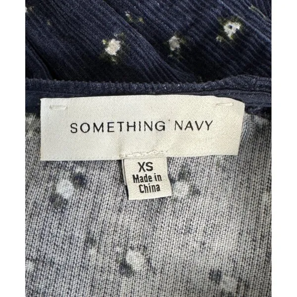 Something Navy Edie Corduroy Long Sleeve Mini Shift Dress Navy Blue Floral‎ XS - Image 6