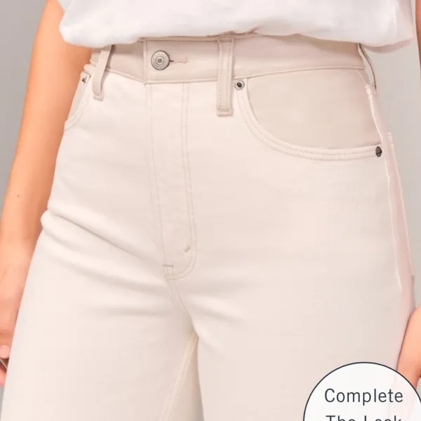 Abercrombie and Fitch the 90s straight ultra high-rise white denim jeans - Image 2