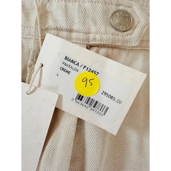 NWT FRNCH Paris Bianca Wide Leg‎ Trousers Women Large Creme High Rise Denim New - Image 3