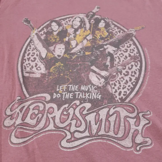Aerosmith Top Size 4 By The Vinyl Icons Graphic Tee Let The Music Do The Talking Graphic Print T-Shirt - Image 4
