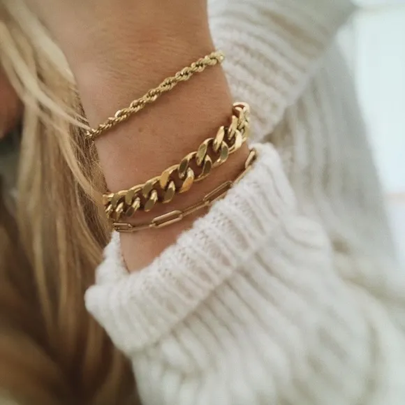 Gold Rope Chain bracelet 4mm Tan - Image 2