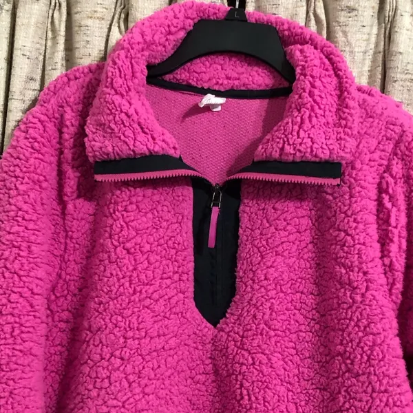 Lane Bryant Livi Active Hot Pink Sherpa Quarter Zip Pullover - Image 3