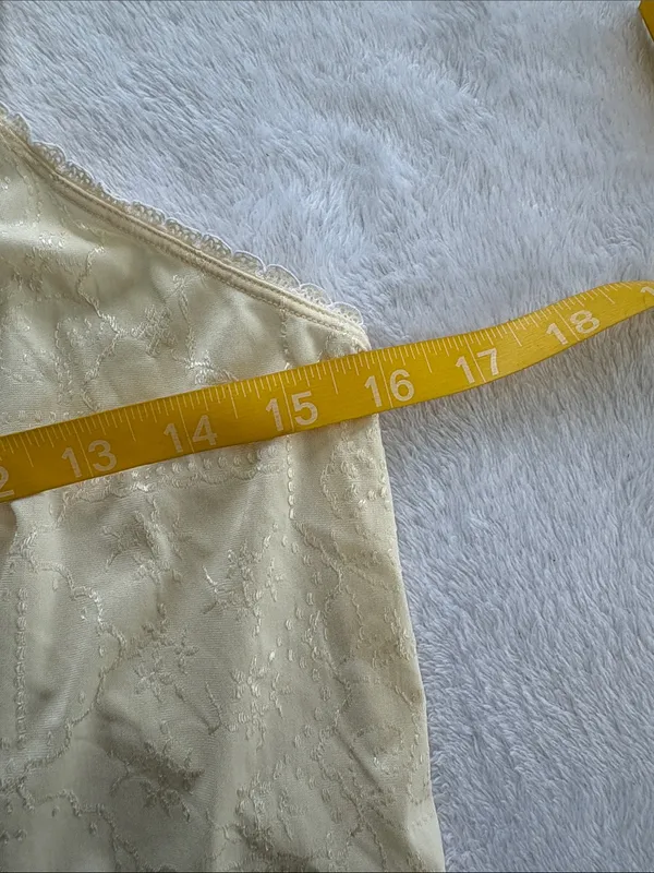 y2k size large Lola Delicate Floral Lace Trim Slip Tank Top cream rose - Image 7