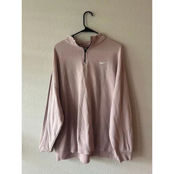 Nike Pink Quarter-Zip Sweatshirt Embroidered Logo - Image 3