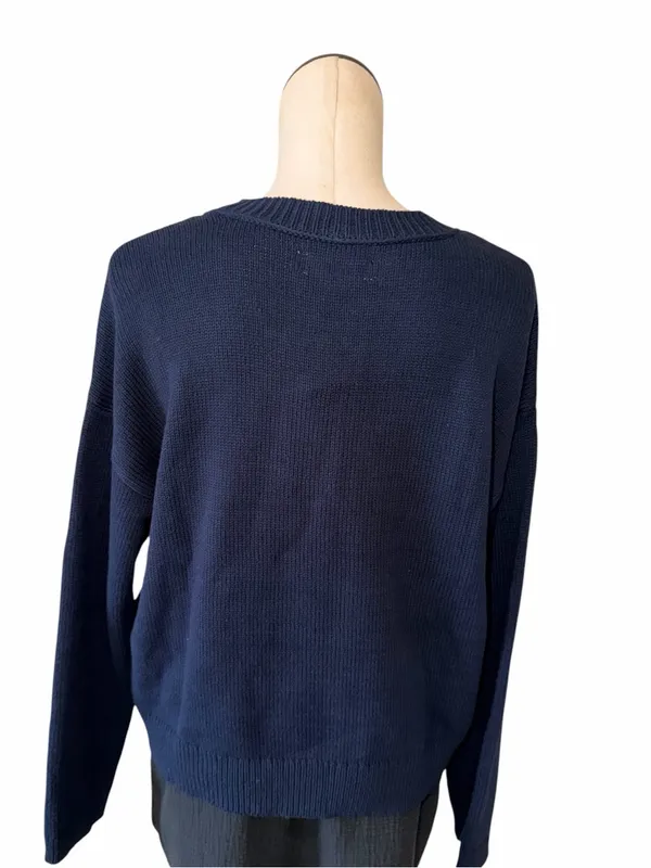 NWT Lucky Brand Navy Seahorse Sweater NWT Size M Soft Knit Nautical - Image 4