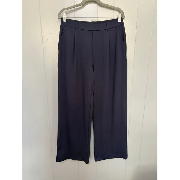 Halara Flex™ Navy Blue High Waisted Pocket Straight Leg Crepe Work Pants L - Image 2