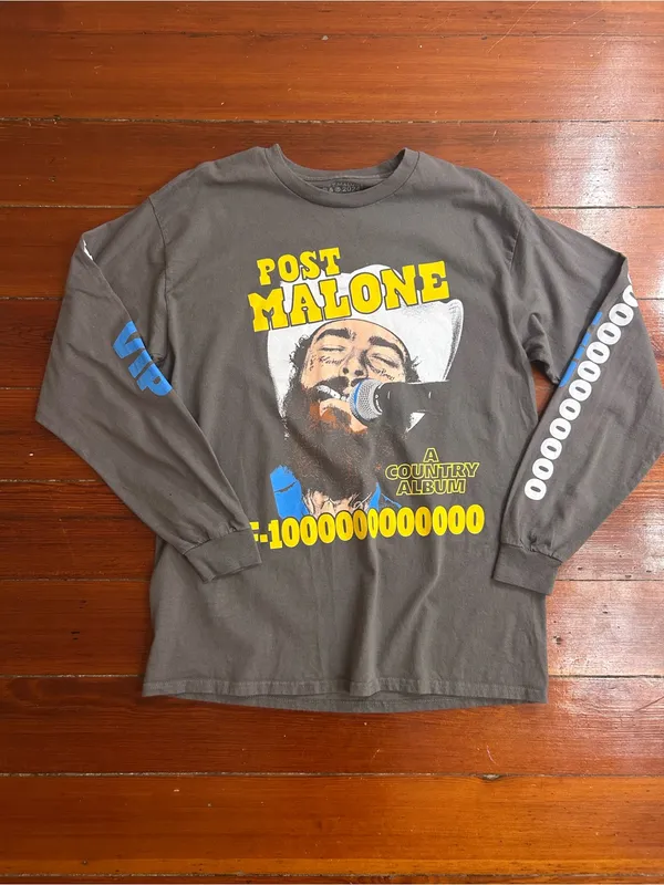 Post Malone F-1 Trillion Country Album Long Sleeve Graphic T-Shirt Sz L 👽💛 - Image 4