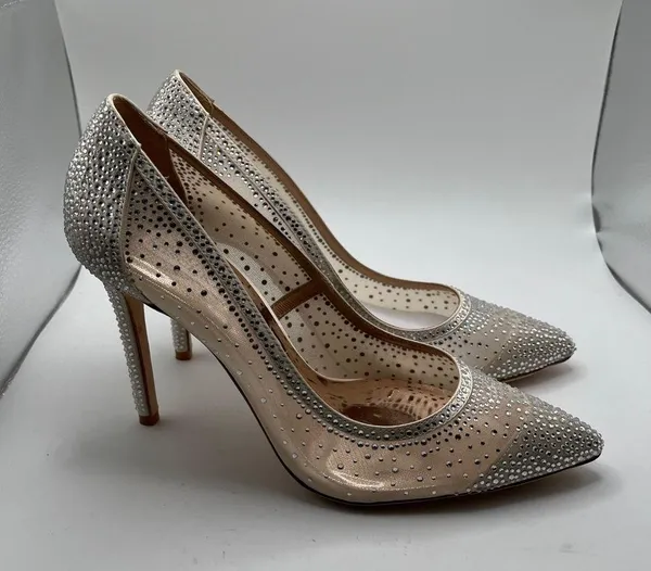 NWB badgley mischka size 8.5 heel Weslee Crystal Embellished Evening Shoe bling - Image 3