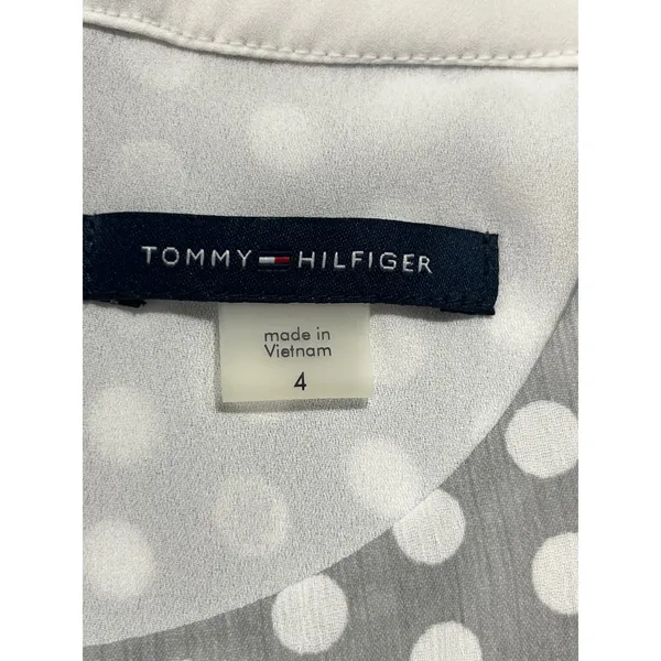 Tommy Hilfiger‎ Polka Dot Halter Maxi Dress Womens 4 Gray White Flowy - Image 5