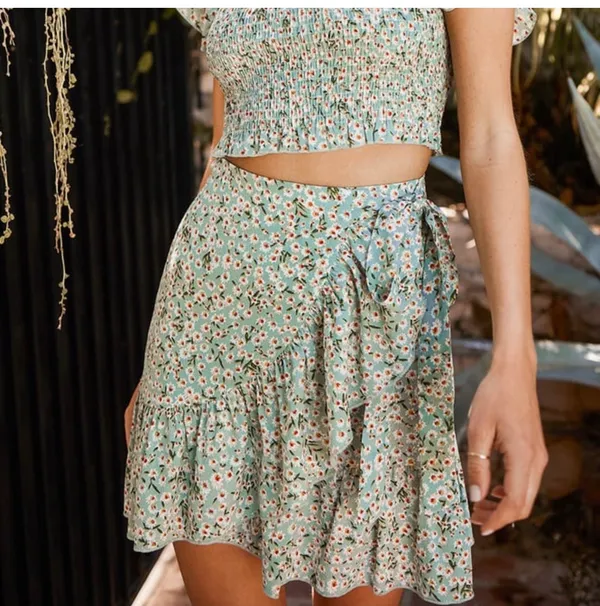 Lulus Floral Print Wrap Mini Skirt - Image 2