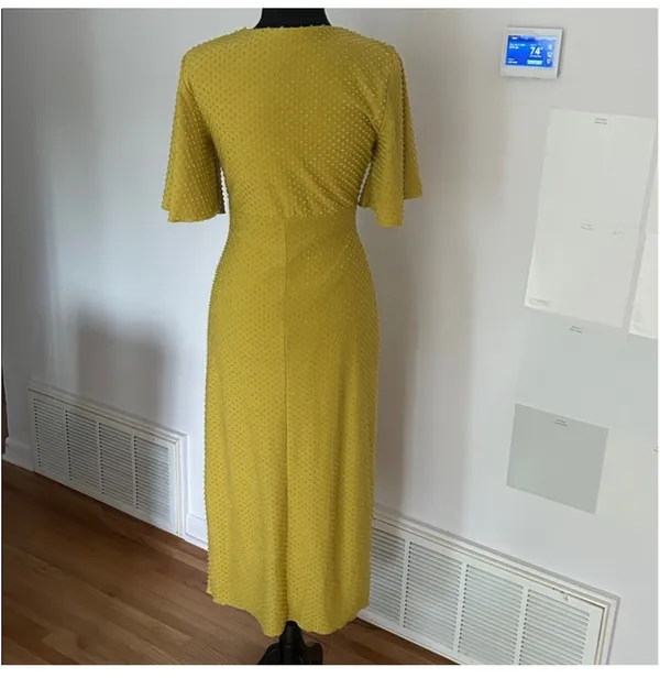 NWOT Revolve Tularosa chase short sleeve midi dress in pear with bow - Image 8