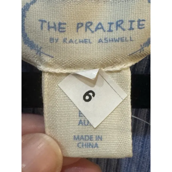The Prairie‎ By Racheal Ashwell Babydoll Tee Textured Blue Boho Size Large - Image 7