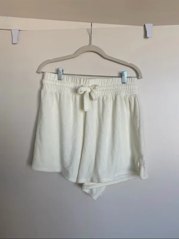 ASOS Cream Drawstring Lounge Shorts | Terry Cloth Shorts - Image 5