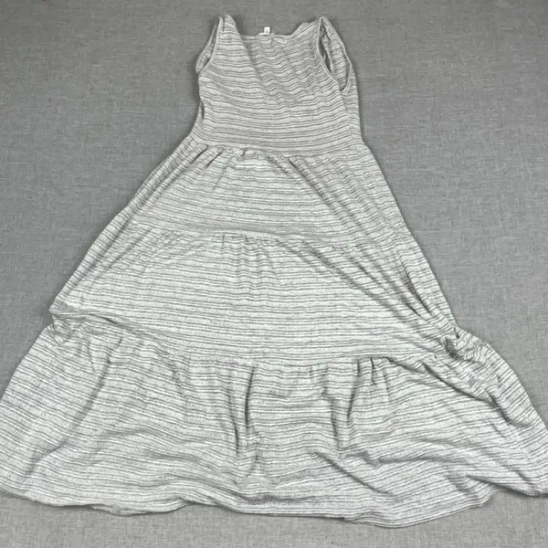 See You Monday Dress Womens Small Gray Striped V-Neck Maxi Jersey Sundress - Image 3