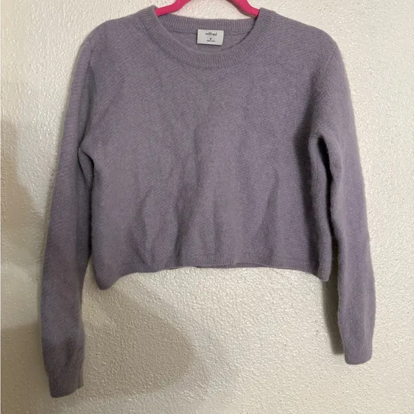 Aritzia Wilfred Aubri sweater, Alpaca yarn Soft Lilac Crew Neck size Medium - Image 5