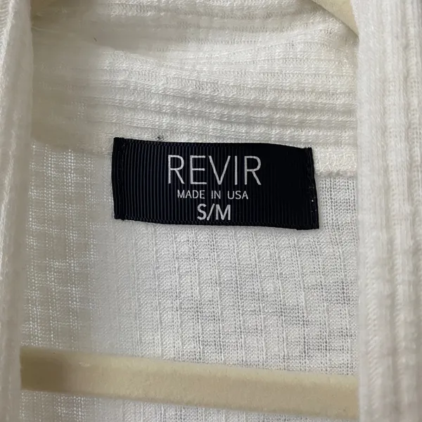 REVIR Rayon Blend Boho Relaxed Clean Coastal Dainty Ribbed Cardigan S/M White - Image 5