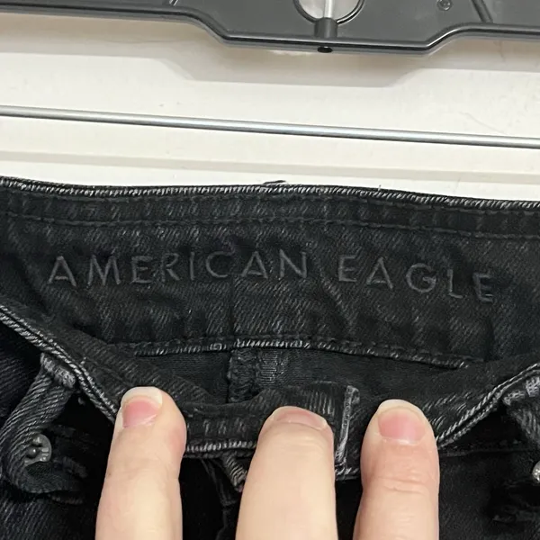 American Eagle Skirt‎ Womens 00 Black Hi Rise A-Line Denim Jean Button Fly - Image 3