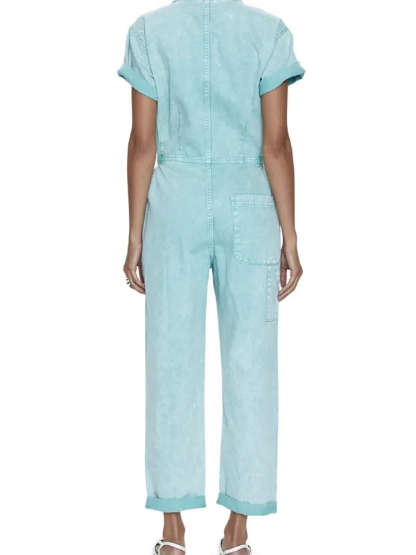 NWT Pistola Grover in Aqua Snow Acid Washed Relaxed Field Suit Jumpsuit XS - Image 2