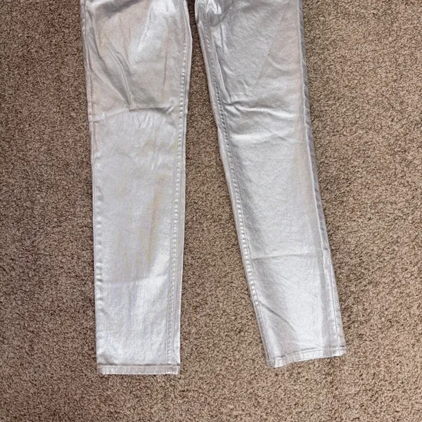 We The Free Oracle Metallic Low-Rise Slim Straight Jeans Women 27 Silver - Image 5
