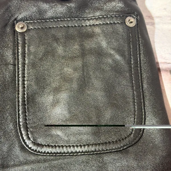 Leather Button Fly Micro Shorts Sz 4 First Bare Back 12in Rise‎ 90's Vintage - Image 10