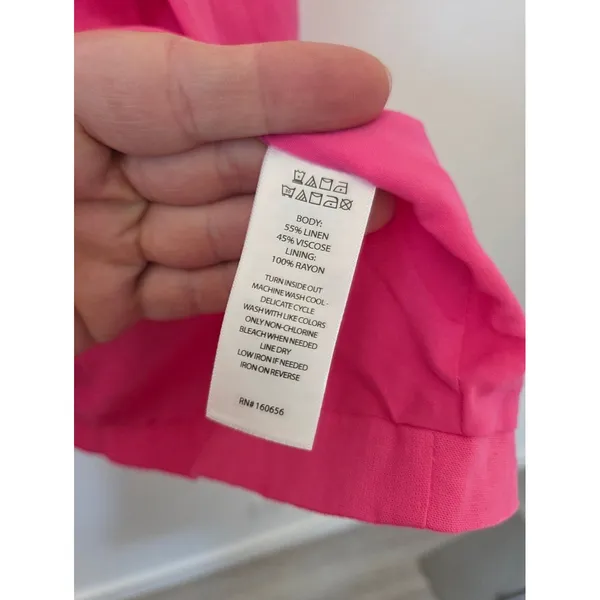 Happily Grey Pink Linen Sleeeveless Blazer Jacket Vest Open Front Spring Small - Image 5