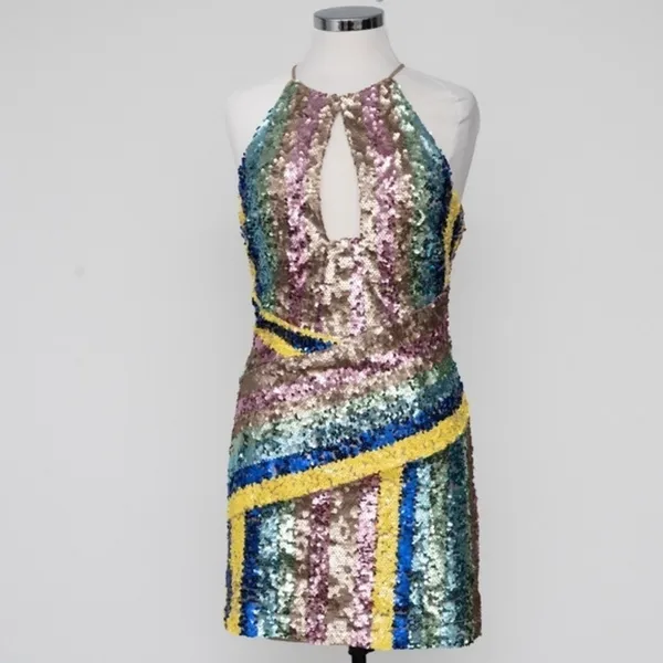 One‎ 33 Social. Sequin multicolor cocktail dress. Pink - Image 2