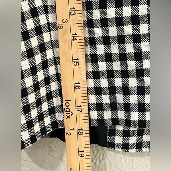 ZARA BLACK SINGLE BREASTED LAPEL COLLAR GINGHAM CROPPED BLAZER SIZE Med - Image 10
