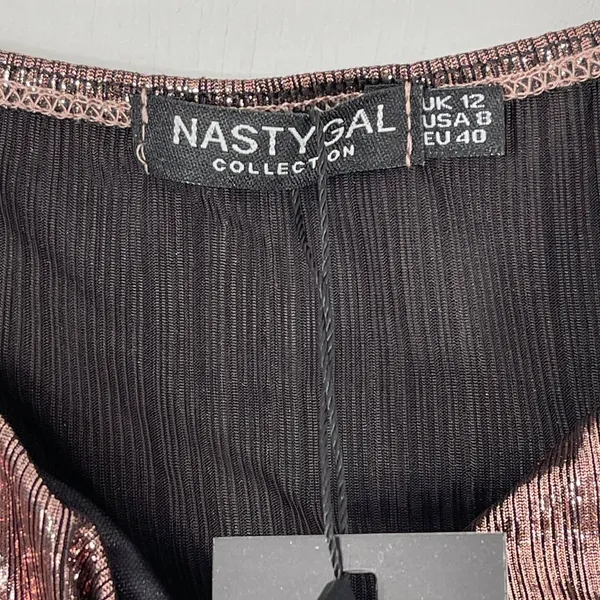 Nasty Gal Rose Gold‎ Metallic Mini Dress Size 8 NWT Night Out Party Cocktail - Image 9