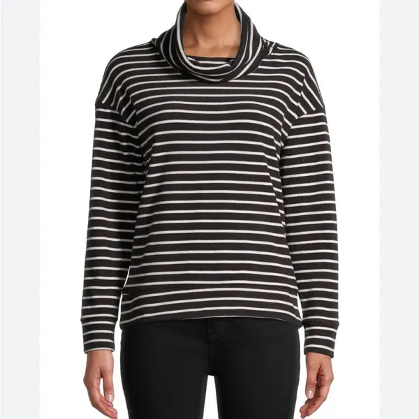 Time and Tru Black and White Striped Top Extra Large - Image 2