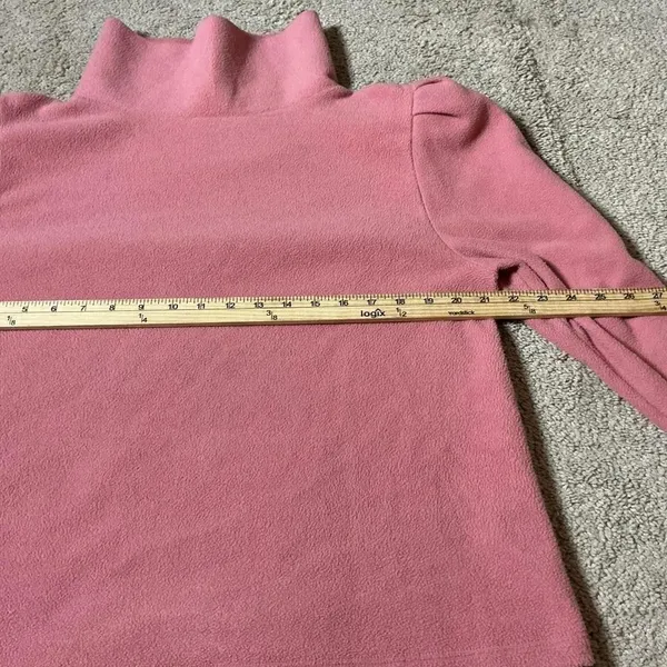 Dudley Stephens Pink Vello Fleece Puff Sleeve‎ Turtleneck Top XL Cottagecore - Image 6