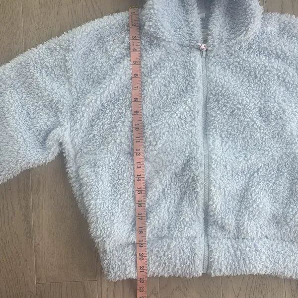Lou & Grey Full Zip Sherpa Hoodie Sweatshirt Light Blue Medium - Image 8