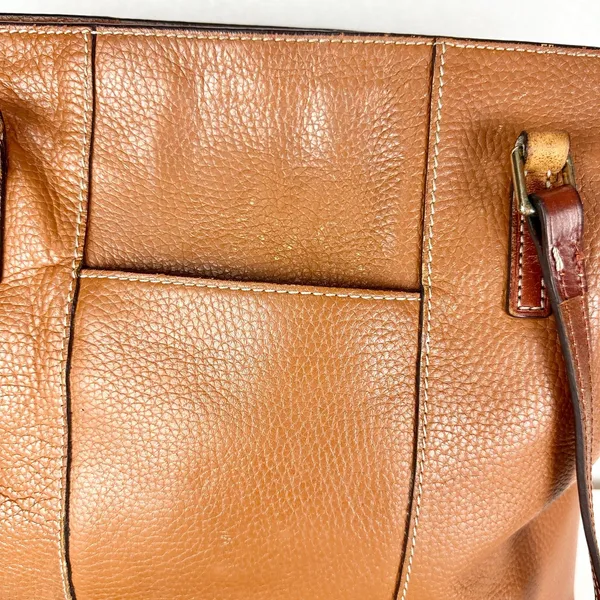 Dooney & Bourke Pebble Grain Lexington Tote Handbag Leather Caramel Brown - Image 8